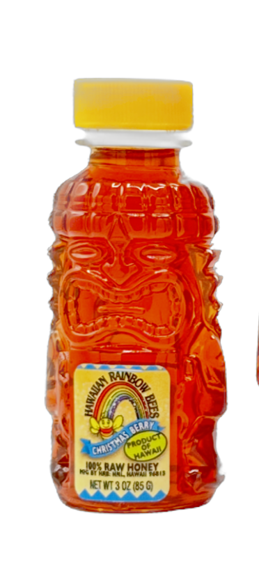 3oz bottle of Christmas Berry Hawaiian honey.